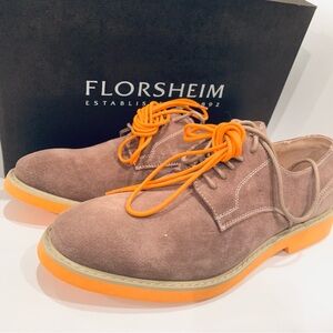 Florsheim Men's Brown Taupe Derby Shoes with Orange Sole